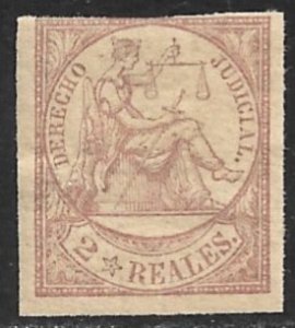 SPANISH COLONIES CUBA PHILIPPINES PUERTO RICO 1865 2r Judicial Revenue AA32 MH