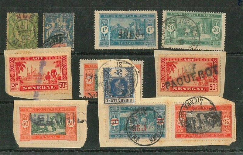 45223  - SENEGAL / SIERRA LEONE /  AOF - Small lot of used stamps nice POSTMARKS