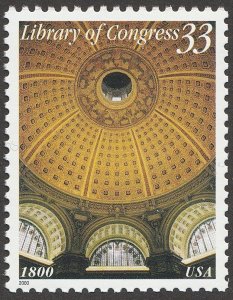 2000 Library of Congress Single 33c Postage Stamp, Sc# 3390, MNH, OG