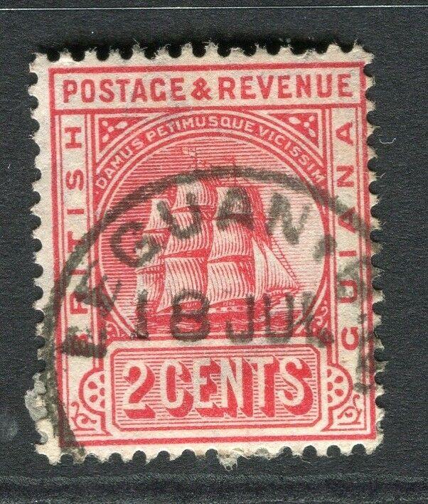 BRITISH GUIANA; 1907-10 early issue 2c. used + fine POSTMARK, 