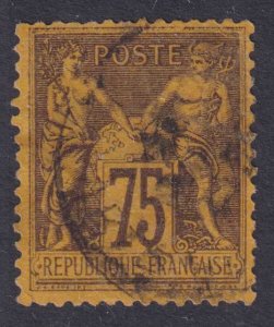 FRANCE 102  USED - 1890 75c VIOLET AND  ORANGE PEACE AND COMMERCE