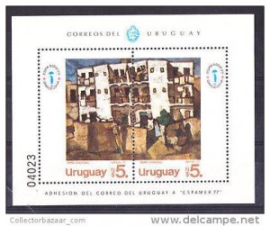 URUGUAY Sc#986 S/S MNH STAMPS Barradas art painting Espamer stamp expo