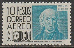 MEXICO C197, $10Pesos 1950 Definitive 1st Printing wmk 279. UNUSED, H OG. F-VF.