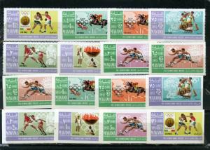 MANAMA 1967 SUMMER OLYMPIC GAMES MEXICO 2 SETS OF 8 STAMPS PERF. & IMPERF. MNH 