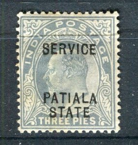 INDIA; PATIALA early 1900s ED VII issue Mint hinged Shade of 3p. value