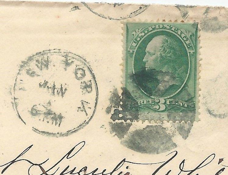 NATIONAL LIFE INSURANCE COVER US Postage 1870 Scott A46 - 136 3 Cent Green NY NY