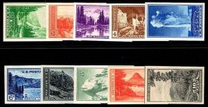 US. # 756-765 IMPERFORATE NATIONAL PARKS SET  NGAI - CUT INHOUSE - XF CENTERING