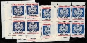 O127-O133 Mint,OG,NH... Plate Blocks of 4... SCV $63.30... The $5.00 is XF+