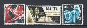 Malta 1967 1900th Anniversary of Martyrdom of Apostles Scott # 364 - 366 MH