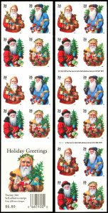 US Sc 3540d MNH COMPLETE BKLT - 2001 34¢ - Old World Santas - 20 Stamps
