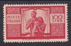 Italy 477a Mint OG 1946 100L United Family & Scales Perf 14x13½ Scv $350.00