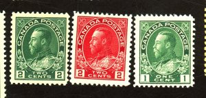 CANADA #104 106-7 MINT FVF OG LH 106 CREASE Cat $75