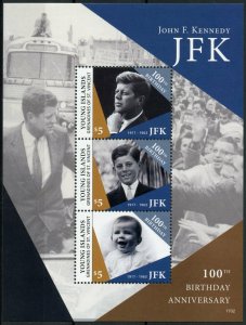 Young Island Gren St Vincent JFK Stamps 2017 MNH John F Kennedy 100th 3v M/S II