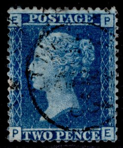 GB QV SG45, 2d blue plate 9, FINE USED. Cat £15. CDS PE