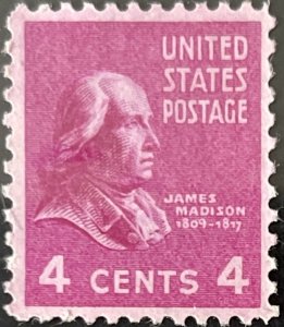 Scott #808 1938 4¢ Presidential Series James Madison unused HR