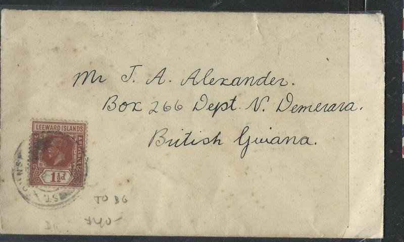 LEEWARD ISLANDS  (P1104B)  KGV 1 1/2 ST JOHN'S TO BRITSH GUIANA  