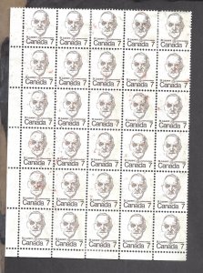 CANADA # 592 UN T1 7c CARICATURE BLOCK OF 30 1-BAR TAG ERROR G2aR BS30708
