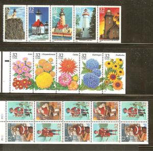 US Scott # 2969-73 /2973a, 2993-97 /2997a, & 3004-07 3007b /1995 Booklet  Issues
