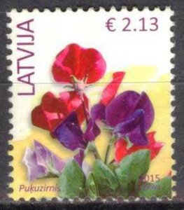 Latvia 2015 Flowers 2.13 Eur Mint No Gum