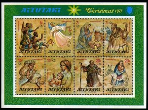 Aitutaki B26b,MNH.Michel Bl.17. Christmas 1977.Annunciation.Domestic animals.