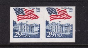 1992 Imperforate coil pair Sc 2609b 29c Flag White House error MNH (RH