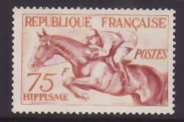 France-Sc#705- id9-unused NH 75f-Sports-Horses-Equestrian-1953-