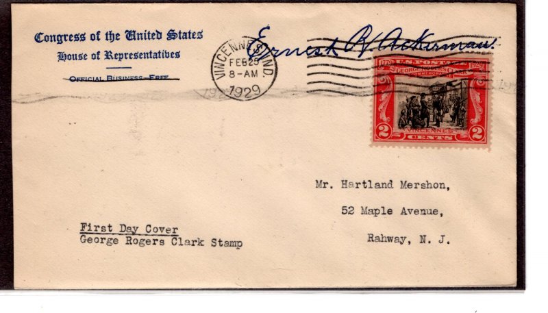 US 651 FDC on Congressional Free Frank    ...   7503519