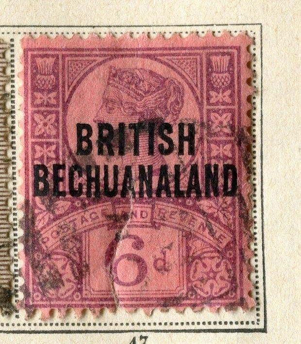 BECHUANALAND;  1892 early classic QV Optd. issue fine used 6d. value