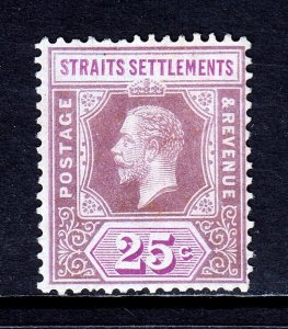 STRAITS SETTLEMENTS — SCOTT 194a — 1921 25c KGV, WMK 4, DIE I — MH — SCV $35