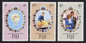 Fiji 442-4 MNH Royalty, Charles & Diana Wedding, Flowers
