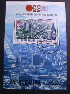 RAS AL KHAIMA STAMP-1972-11TH  WINTER OLYMPIC GAMES SAPPORO'72-CTO  S/S -VF