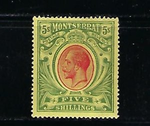 MONTSERRAT SCOTT #42 1913 GEORGE V 5 SH (GREEN/SCARLET)   MINT LIGHT HINGED