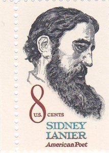 1972 Sidney Lanier American Poet Single 8c Postage Stamp, Sc#1446, MNH, OG