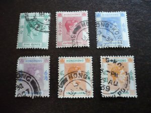 Stamps - Hong Kong - Scott# 157,159,160,163,164 (2) - Used 6 Stamps