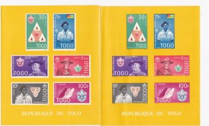 Togo # 406 Footnotes, Boy Scouts Souvenir Sheets, 2 are Creased, NH