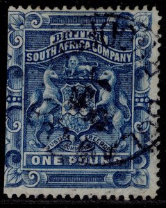 RHODESIA QV SG10, £1 deep blue, USED. Cat £180.