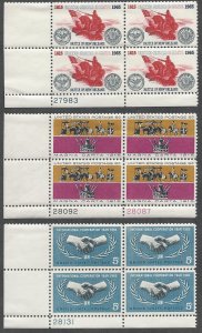 US Plate Blocks, 11 Different, MNH-LDG*-