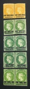 MOMEN: ST HELENA SG #20,30,35-6,45 PAIRS MINT OG H/NH LOT #60442