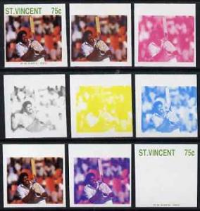 St Vincent 1988 Cricketers 75c R N Kapil Dev the set of 9...