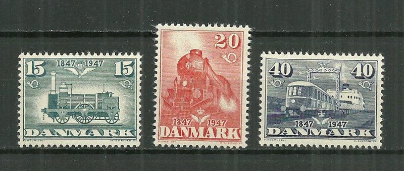 1947 Denmark 301-3 complete Train set of 3 MH