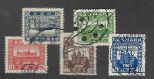 Denmark SC#156-160 Used F-VF SCV$19.85...nice bargain!!