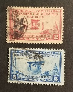 US Scott 649-650 Used Stamp Set 2c 5c Aeronautics Conference z6903