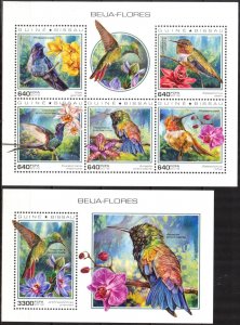 Guinea Bissau 2018 Birds hummingbirds sheet + S/S MNH