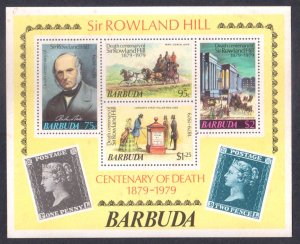BARBUDA - 1979 DEATH CENTENARY OF SIR ROWLAND HILL MINIATURE SHEET MNH
