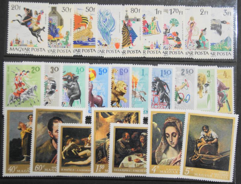 Hungary 105 MNH Stamps in Complete sets - Lots of Great Topicals SCV $48