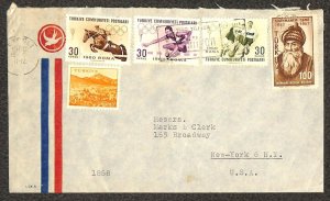 TURKEY 1254 // 1488 OLYMPICS STAMPS MARKS & CLERK BEYOGLU TO NY AIRMAIL COVER 60