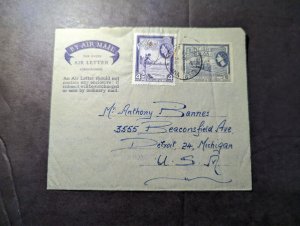 1956 British Guiana Airmail Folded Letter Cover to Detroit MI USA