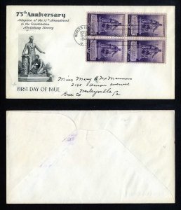 # 902 Block of 4 First Day Cover addressed with Artcraft cachet dated 10-20-1940