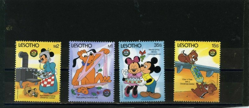 LESOTHO 1986 WALT DISNEY CHRISTMAS SET OF 4 STAMPS MNH 