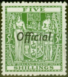 New Zealand 1943 5s Green SG0133 V.F MNH